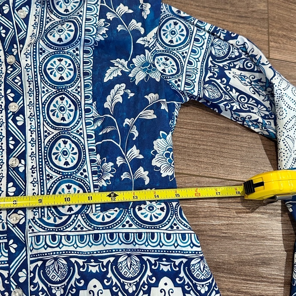 NWOT Anthropologie Printed Button Front Shirt Dress Blue and White Size XS - Picture 11 of 12